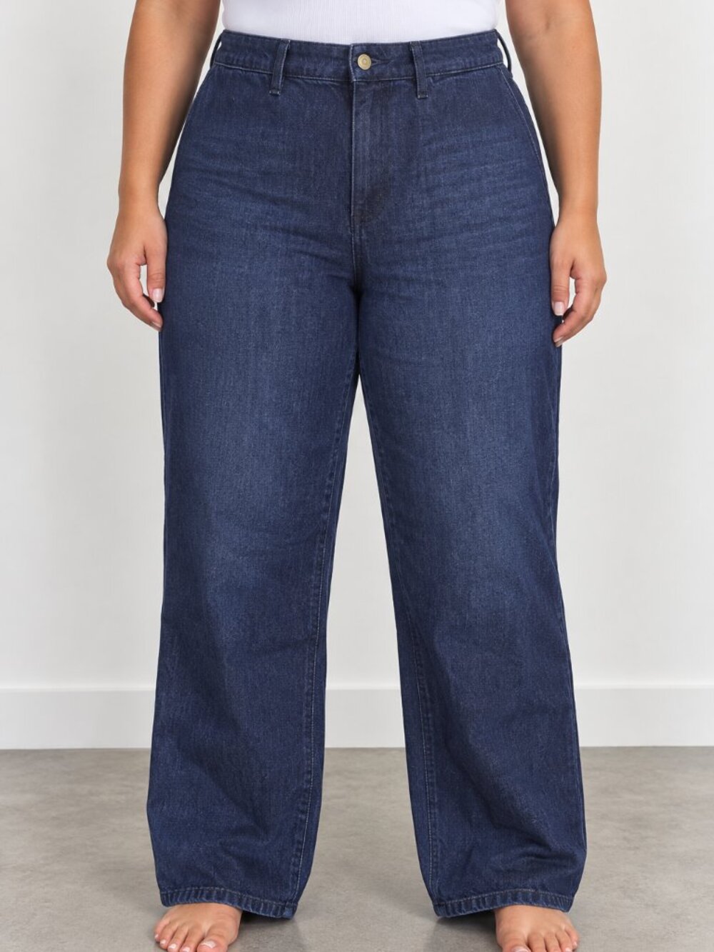 h&m high waist wide leg trouser jeans dark wash denim pants size 14 nwt